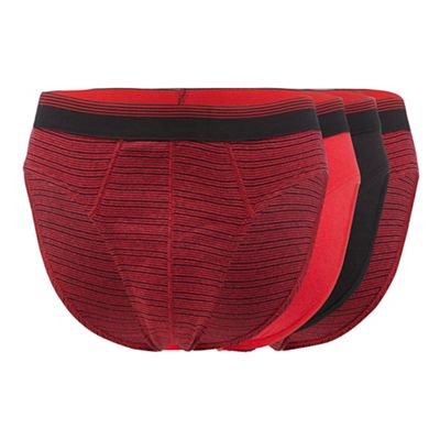 The Collection Pack of four red plain and striped slip briefs